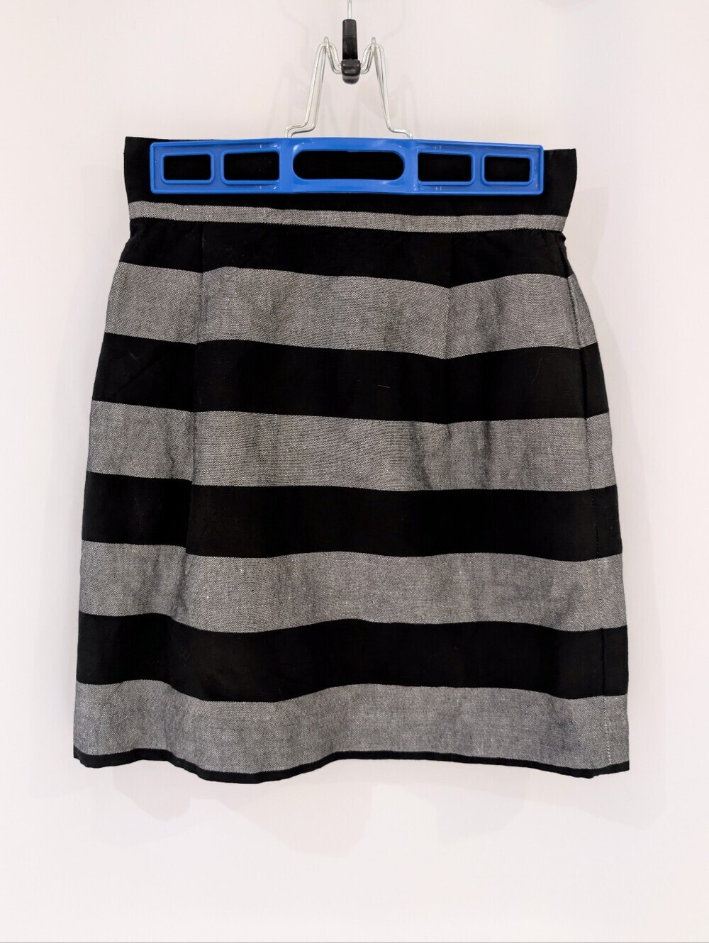 French Connection Black and Gray Striped A-Line Skirt